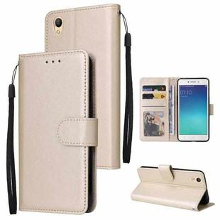 For OPPO A37 Multifunctional Horizontal Flip Leather Case with Three Card Slot(Gold)