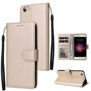 For vivo Y53 Multifunctional Horizontal Flip Leather Case with Three Card Slot(Gold)