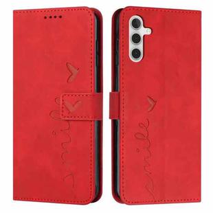 For Samsung Galaxy A14 5G Skin Feel Heart Pattern Leather Phone Case(Red)