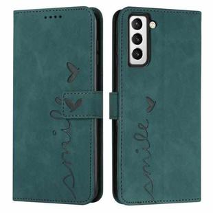 For Samsung Galaxy S23 5G Skin Feel Heart Pattern Leather Phone Case(Green)