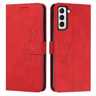 For Samsung Galaxy S23 5G Skin Feel Heart Pattern Leather Phone Case(Red)