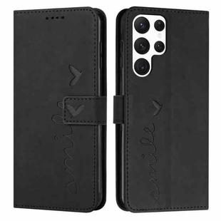 For Samsung Galaxy S23 Ultra 5G Skin Feel Heart Pattern Leather Phone Case(Black)