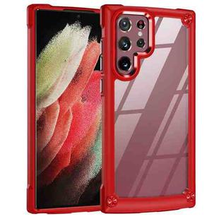 For Samsung Galaxy S23 Ultra 5G Soft TPU Clear PC Shockproof Phone Case(Red)