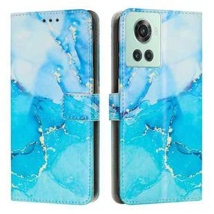 For OnePlus Ace 5G Painted Marble Pattern Leather Phone Case(Blue Green)