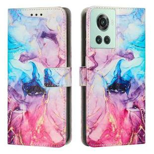 For OnePlus Ace 5G Painted Marble Pattern Leather Phone Case(Pink Purple)