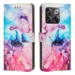 For OnePlus Ace Pro Painted Marble Pattern Leather Phone Case(Pink Purple)