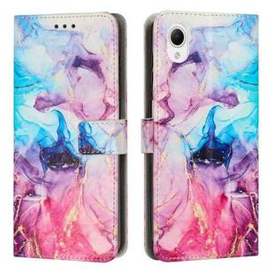 For Samsung Galaxy A23e Painted Marble Pattern Leather Phone Case(Pink Purple)