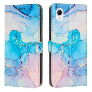 For Samsung Galaxy A23e Painted Marble Pattern Leather Phone Case(Pink Green)