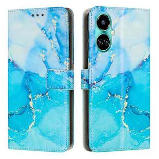 For Tecno Camon 19 / 19 Pro Painted Marble Pattern Leather Phone Case(Blue Green)