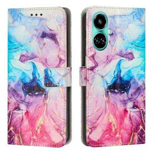 For Tecno Camon 19 / 19 Pro Painted Marble Pattern Leather Phone Case(Pink Purple)