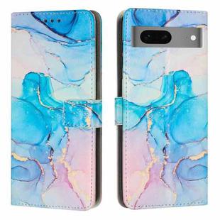 For Google Pixel 7 Painted Marble Pattern Leather Phone Case(Pink Green)