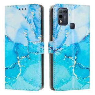 For Infinix Hot 11 Play Painted Marble Pattern Leather Phone Case(Blue Green)