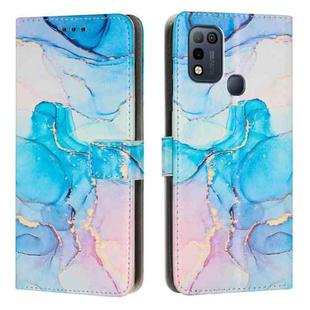 For Infinix Hot 11 Play Painted Marble Pattern Leather Phone Case(Pink Green)