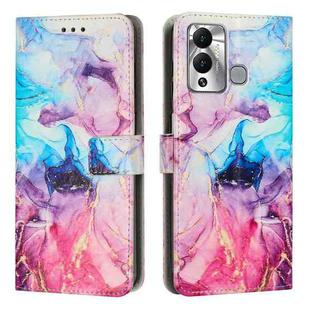 For Infinix Hot 12 Play Painted Marble Pattern Leather Phone Case(Pink Purple)