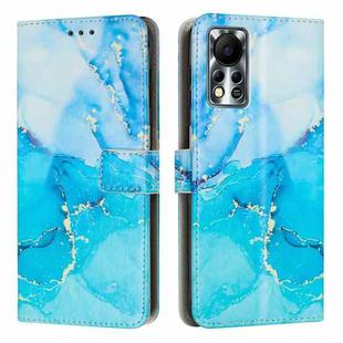For Infinix Hot 11s NFC Painted Marble Pattern Leather Phone Case(Blue Green)