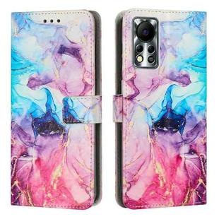 For Infinix Hot 11s NFC Painted Marble Pattern Leather Phone Case(Pink Purple)