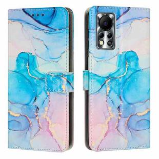 For Infinix Hot 11s NFC Painted Marble Pattern Leather Phone Case(Pink Green)