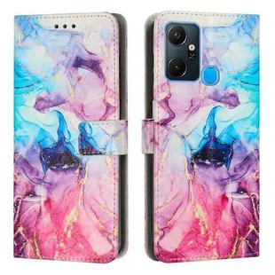 For Infinix Smart 6 Plus Painted Marble Pattern Leather Phone Case(Pink Purple)