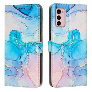 For Motorola Moto G42 Painted Marble Pattern Leather Phone Case(Pink Green)