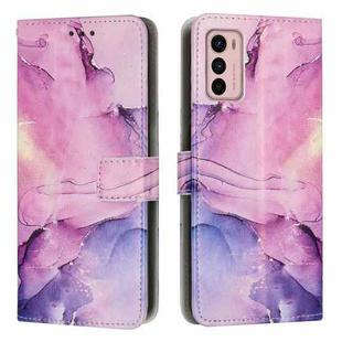 For Motorola Moto G42 Painted Marble Pattern Leather Phone Case(Purple)