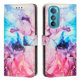 For Motorola Edge 30 Painted Marble Pattern Leather Phone Case(Pink Purple)
