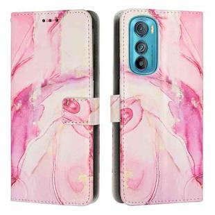 For Motorola Edge 30 Painted Marble Pattern Leather Phone Case(Rose Gold)