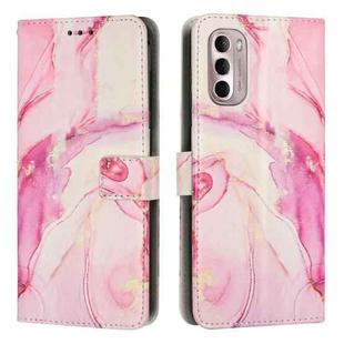 For Motorola Moto G Stylus 5G 2022 Painted Marble Pattern Leather Phone Case(Rose Gold)