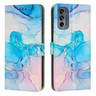 For Motorola Moto G62 5G Painted Marble Pattern Leather Phone Case(Pink Green)