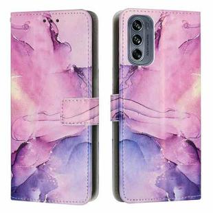 For Motorola Moto G62 5G Painted Marble Pattern Leather Phone Case(Purple)