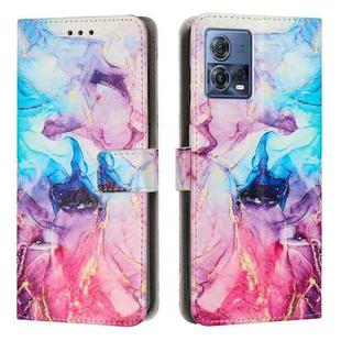 For Motorola Moto S30 Pro Painted Marble Pattern Leather Phone Case(Pink Purple)