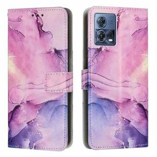 For Motorola Moto S30 Pro Painted Marble Pattern Leather Phone Case(Purple)