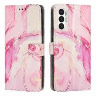 For Tecno Pova 3 Painted Marble Pattern Leather Phone Case(Rose Gold)