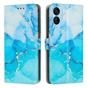 For Tecno Spark 9T Painted Marble Pattern Leather Phone Case(Blue Green)
