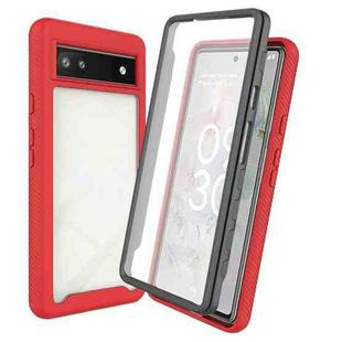 For Googel Pixel 6A Starry Sky Full Body Hybrid Shockproof Phone Case(Red)