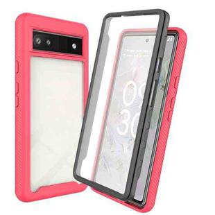 For Googel Pixel 6A Starry Sky Full Body Hybrid Shockproof Phone Case(Frosted Pink)