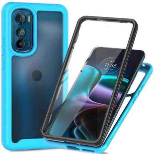 For Motorola Moto Edge 30 Starry Sky Full Body Hybrid Shockproof Phone Case(Light Blue)