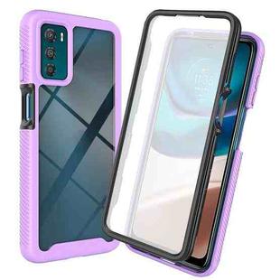 For Motorola Moto G42 Starry Sky Full Body Hybrid Shockproof Phone Case(Light Purple)