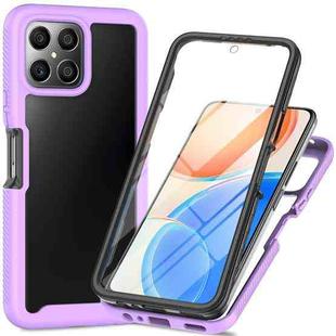 For Honor X8 4G Starry Sky Full Body Hybrid Shockproof Phone Case(Light Purple)