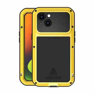 For iPhone 14 LOVE MEI Metal Shockproof Life Waterproof Dustproof Phone Case(Yellow)