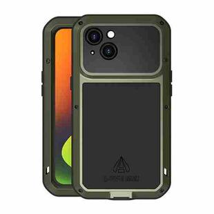 For iPhone 14 Plus LOVE MEI Metal Shockproof Life Waterproof Dustproof Phone Case(Army Green)