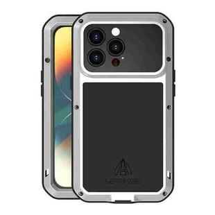 For iPhone 14 Pro LOVE MEI Metal Shockproof Life Waterproof Dustproof Phone Case(Silver)