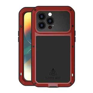 For iPhone 14 Pro Max LOVE MEI Metal Shockproof Life Waterproof Dustproof Phone Case(Red)