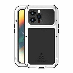 For iPhone 14 Pro Max LOVE MEI Metal Shockproof Life Waterproof Dustproof Phone Case(White)