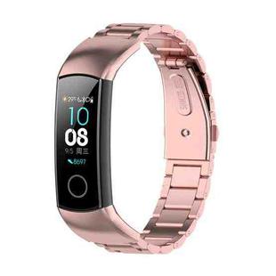 For Huawei Honor Band 4 (CRS-B19) / Honor Band 5 (CRS-B19S) Three Beads Steel Wrist Strap Watchband(Rose Pink)