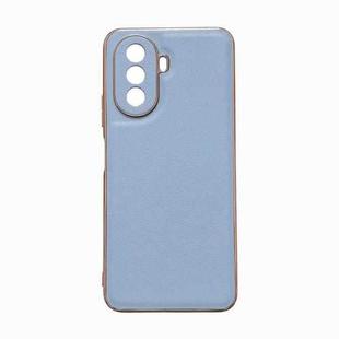 For Huawei Enjoy 50 / nova Y70 Plus / nova Y70 4G Waves Series Nano Electroplating Genuine Leather Phone Case(Blue)
