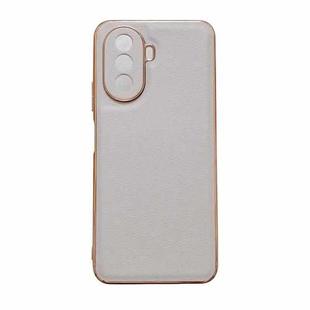 For Huawei Enjoy 50 / nova Y70 Plus / nova Y70 4G Waves Series Nano Electroplating Genuine Leather Phone Case(Grey)