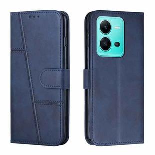 For vivo V25 / V25e Stitching Calf Texture Buckle Leather Phone Case(Blue)