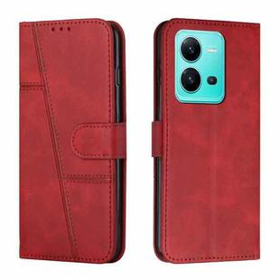 For vivo V25 / V25e Stitching Calf Texture Buckle Leather Phone Case(Red)