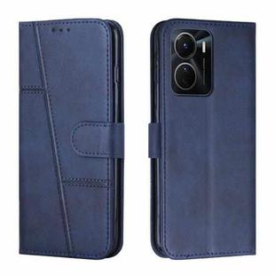 For vivo Y16 / Y02S Stitching Calf Texture Buckle Leather Phone Case(Blue)