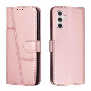 For Samsung Galaxy A14 5G Stitching Calf Texture Buckle Leather Phone Case(Pink)